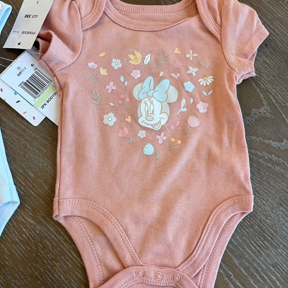 Disney Baby Pink and White Onesies 3 Pack